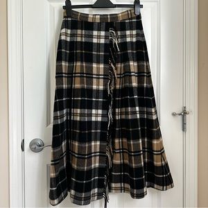 MaxMara InTrend Brown Plaid Wool Midi Skirt (US6)